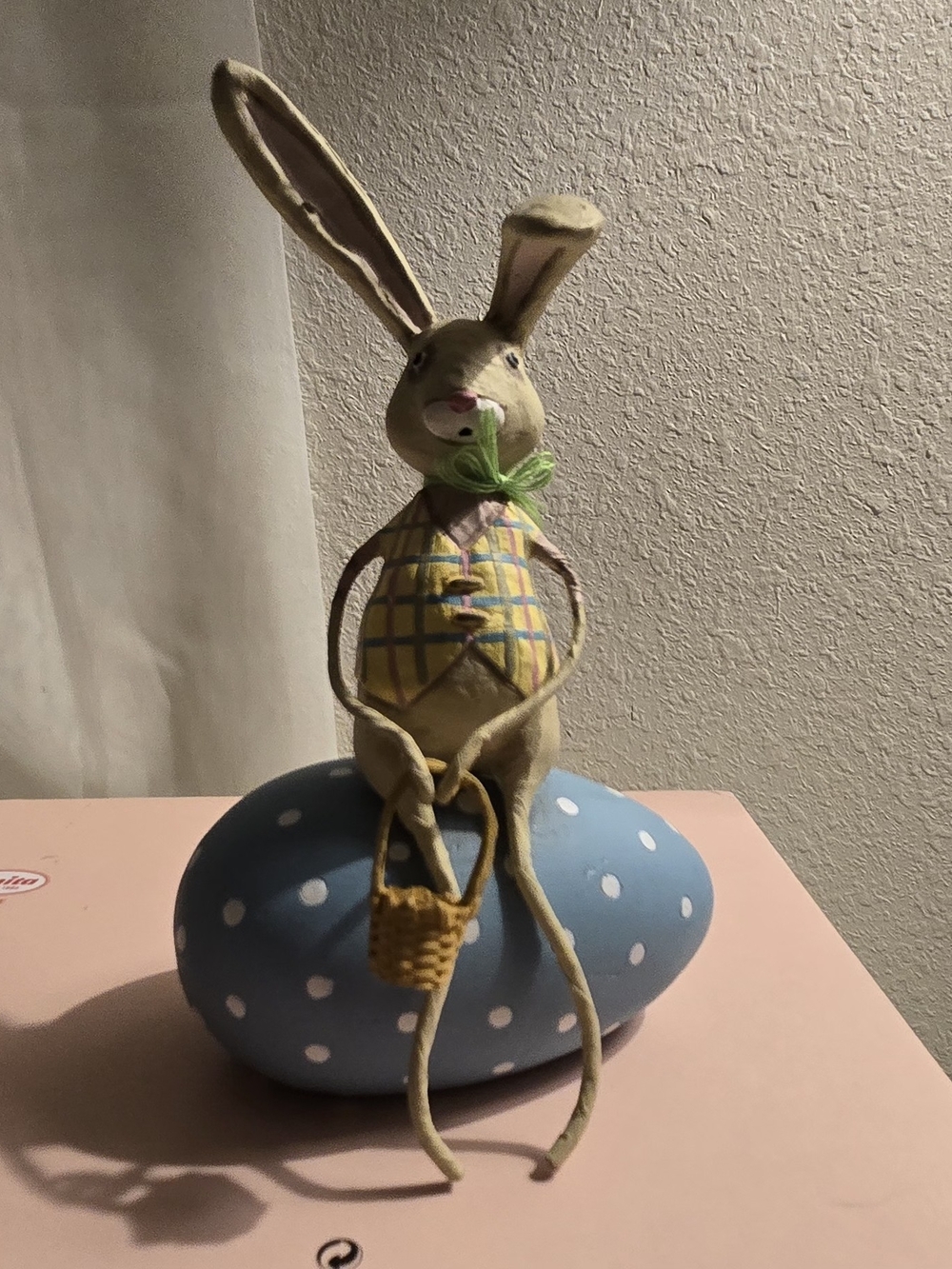Lori C. Mitchell ESC Company Easter Bunny Sitting On Blue Polka Dot Egg Figurine - Picture 2 of 8